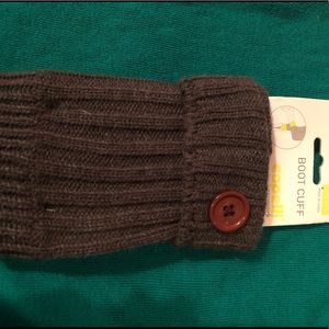 Gray Boot Cuffs with Brown Buttons